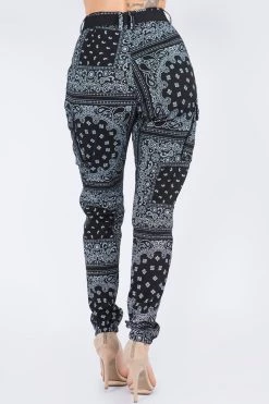 LOVE MODA High Waist Bandana Pattern Joggers BOTTOMS