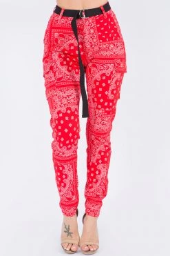 LOVE MODA High Waist Bandana Pattern Joggers - Plus Size