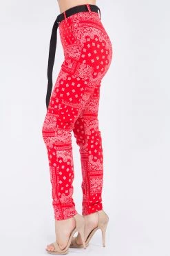 LOVE MODA High Waist Bandana Pattern Joggers BOTTOMS