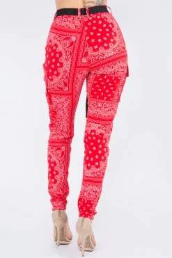 LOVE MODA High Waist Bandana Pattern Joggers BOTTOMS