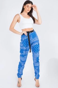 LOVE MODA High Waist Bandana Pattern Joggers BOTTOMS