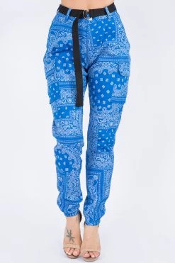 LOVE MODA High Waist Bandana Pattern Joggers BOTTOMS