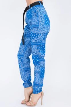 LOVE MODA High Waist Bandana Pattern Joggers BOTTOMS