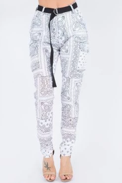 LOVE MODA High Waist Bandana Pattern Joggers BOTTOMS