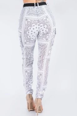 LOVE MODA High Waist Bandana Pattern Joggers BOTTOMS