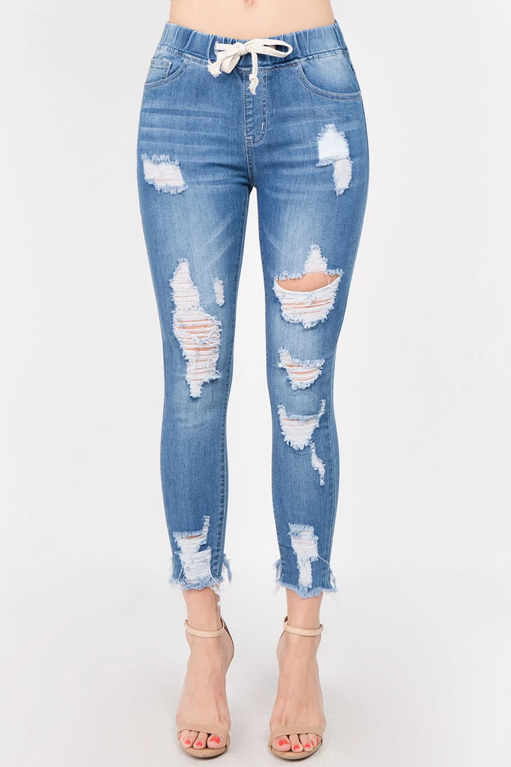 Love Moda High Waist Distressed Skinny Denim Joggers 5 Love Moda High Waist Distressed Skinny Denim Joggers