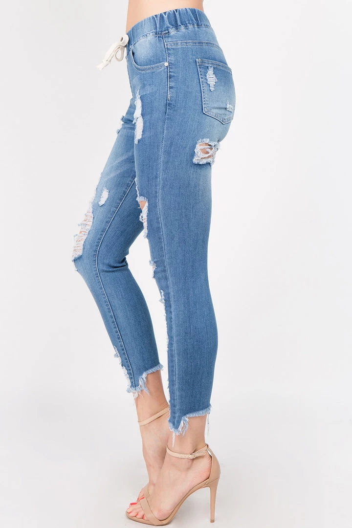 Love Moda High Waist Distressed Skinny Denim Joggers 6 Love Moda High Waist Distressed Skinny Denim Joggers