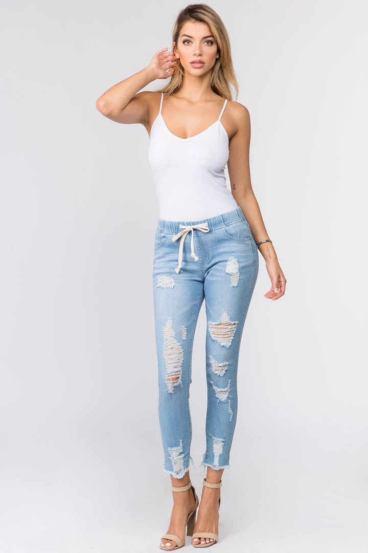 Love Moda High Waist Distressed Skinny Denim Joggers 8 Love Moda High Waist Distressed Skinny Denim Joggers
