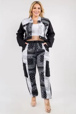 Lovemoda High Waist Bandana Patched Joggers - Plus Size