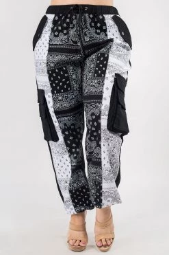 Lovemoda High Waist Bandana Patched Joggers - Plus Size