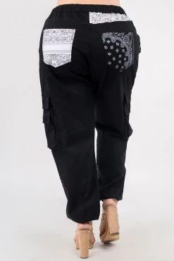 Lovemoda High Waist Bandana Patched Joggers - Plus Size