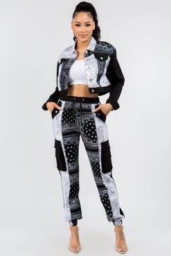 LOVE MODA BOTTOMS High Waist Bandana Patched Joggers