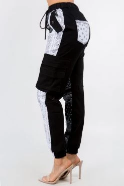 LOVE MODA BOTTOMS High Waist Bandana Patched Joggers