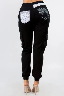 LOVE MODA BOTTOMS High Waist Bandana Patched Joggers