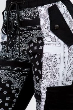 LOVE MODA BOTTOMS High Waist Bandana Patched Joggers