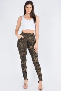 LOVE MODA High Waist Cargo Joggers With Belt
