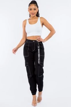 LOVE MODA High Waist Cargo Jogger Pants With Keychain NEW ARRIVALS
