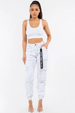 LOVE MODA High Waist Cargo Jogger Pants With Keychain NEW ARRIVALS
