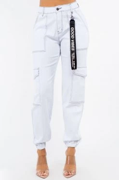 LOVE MODA High Waist Cargo Jogger Pants With Keychain NEW ARRIVALS