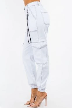 LOVE MODA High Waist Cargo Jogger Pants With Keychain NEW ARRIVALS