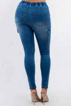 LOVE MODA CURVY High Waist Denim Joggers - Plus Size
