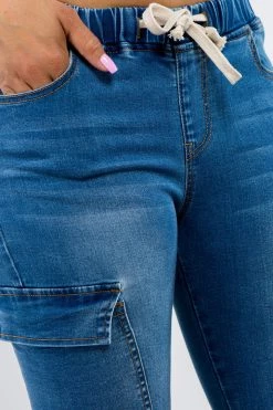 LOVE MODA CURVY High Waist Denim Joggers - Plus Size