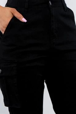 LOVE MODA Women's High Waist Slim Fit Shirred Leg Twill Cargo Jogger Pants NEW ARRIVALS