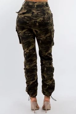 LOVE MODA Women's High Waist Slim Fit Shirred Leg Twill Cargo Jogger Pants NEW ARRIVALS