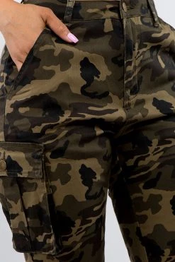 LOVE MODA Women's High Waist Slim Fit Shirred Leg Twill Cargo Jogger Pants NEW ARRIVALS