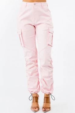 LOVE MODA Women's High Waist Slim Fit Shirred Leg Twill Cargo Jogger Pants NEW ARRIVALS