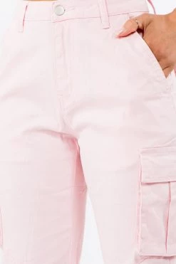 LOVE MODA Women's High Waist Slim Fit Shirred Leg Twill Cargo Jogger Pants NEW ARRIVALS