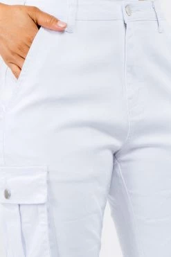 LOVE MODA Women's High Waist Slim Fit Shirred Leg Twill Cargo Jogger Pants NEW ARRIVALS