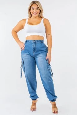 LOVE MODA High Waist Jogger Style Cargo Pants - Plus Size CURVY