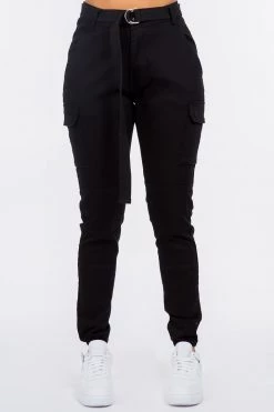 LOVE MODA High Waist Cargo Joggers With Belt