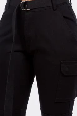 LOVE MODA High Waist Cargo Joggers With Belt