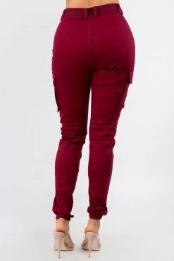 LOVE MODA High Waist Cargo Joggers With Belt