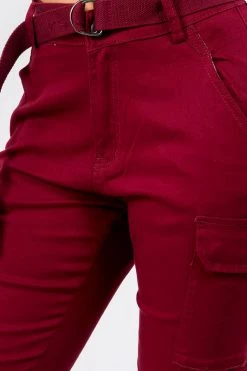 LOVE MODA High Waist Cargo Joggers With Belt