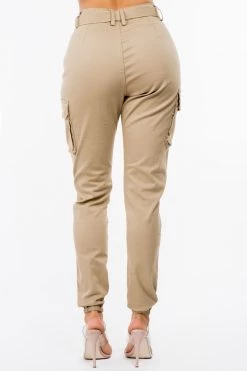 LOVE MODA NEW ARRIVALS High Waist Cargo Joggers With Belt