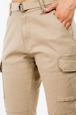 LOVE MODA NEW ARRIVALS High Waist Cargo Joggers With Belt