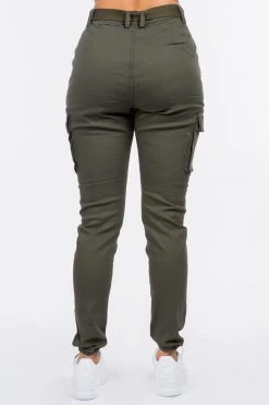 LOVE MODA High Waist Cargo Joggers With Belt