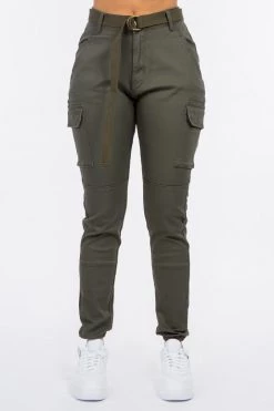 LOVE MODA High Waist Cargo Joggers With Belt