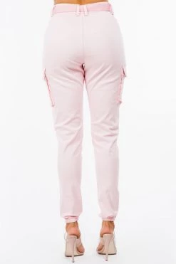 LOVE MODA NEW ARRIVALS High Waist Cargo Joggers With Belt