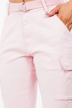 LOVE MODA NEW ARRIVALS High Waist Cargo Joggers With Belt