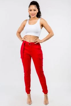 LOVE MODA High Waist Cargo Joggers With Belt