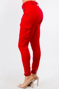 LOVE MODA High Waist Cargo Joggers With Belt