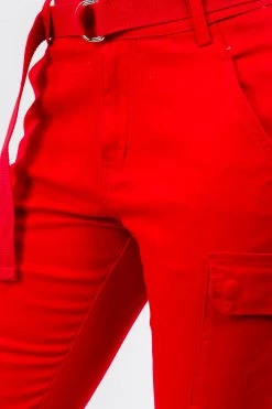 LOVE MODA High Waist Cargo Joggers With Belt