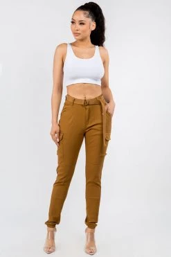 LOVE MODA High Waist Cargo Joggers With Belt