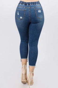 Love Moda High Waist Distressed Denim Joggers