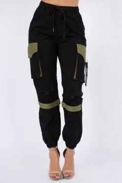 LOVE MODA High Waist Cargo Jogger Pants With Utility Pockets