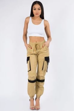 LOVE MODA High Waist Cargo Jogger Pants With Utility Pockets